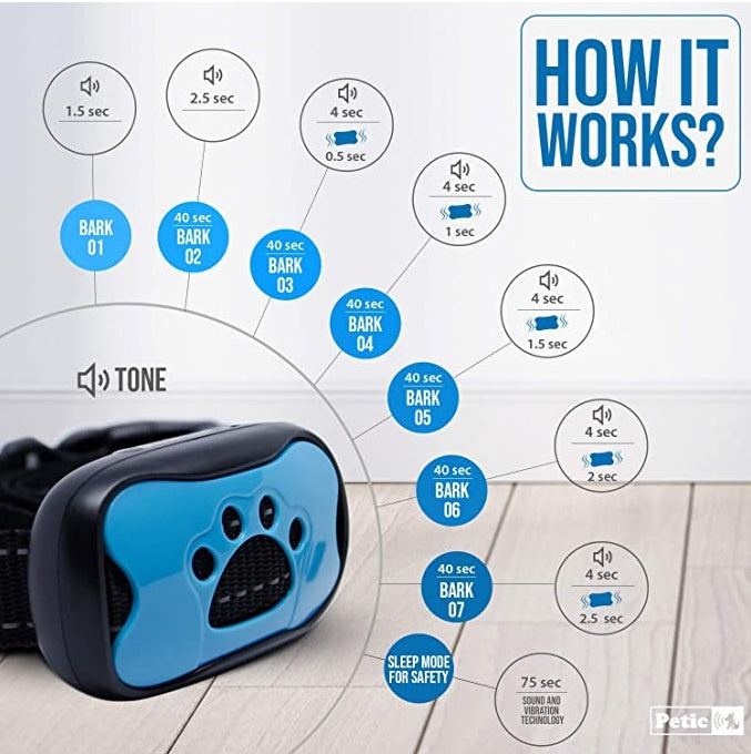 KFX-9959997 Sound and Vibration Anti-Bark Collar for Small to Large Dogs, ABS Plastic Design