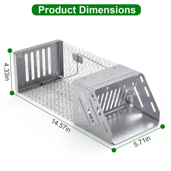 KFX-9960381 Humane Live Animal Trap for Small Rodents - Automatic Continuous Single Door Cage, Galvanized Iron, Indoor/Outdoor Use