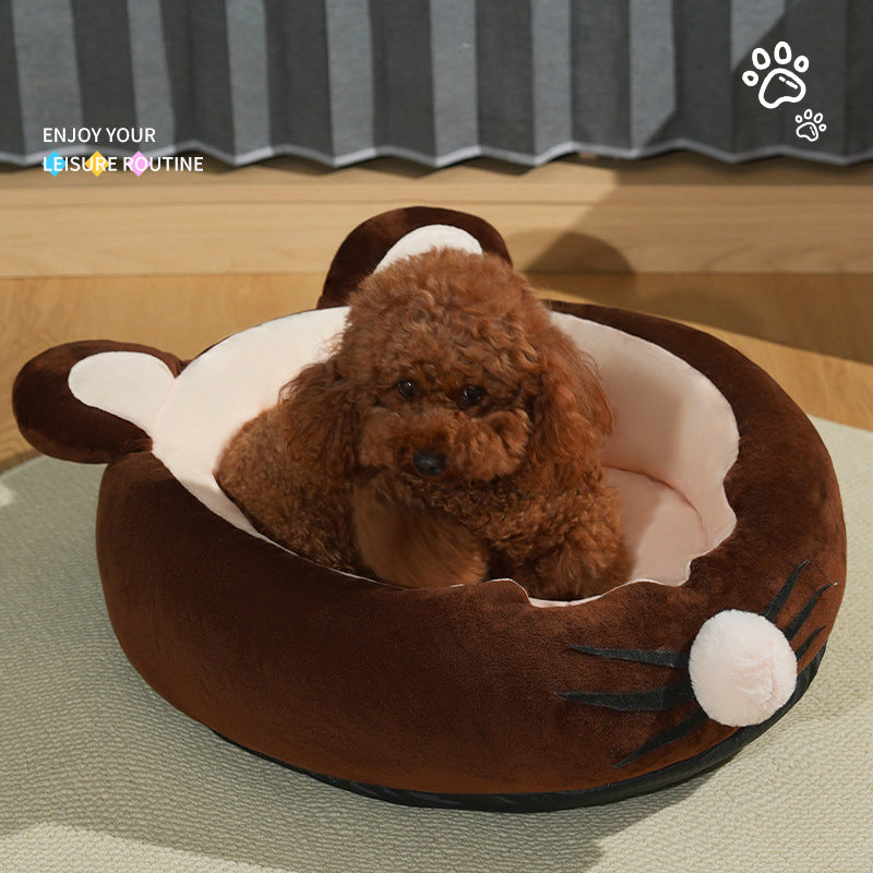 KFX-9960765 Lamb Wool Calming Pet Bed with Soft Padding for Ultimate Comfort