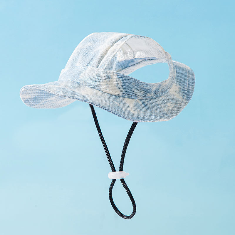 KFX-9961533 Adjustable Pet Hat for Small and Medium Dogs with Ear Holes - Lightweight Cotton Sun Protection Cap