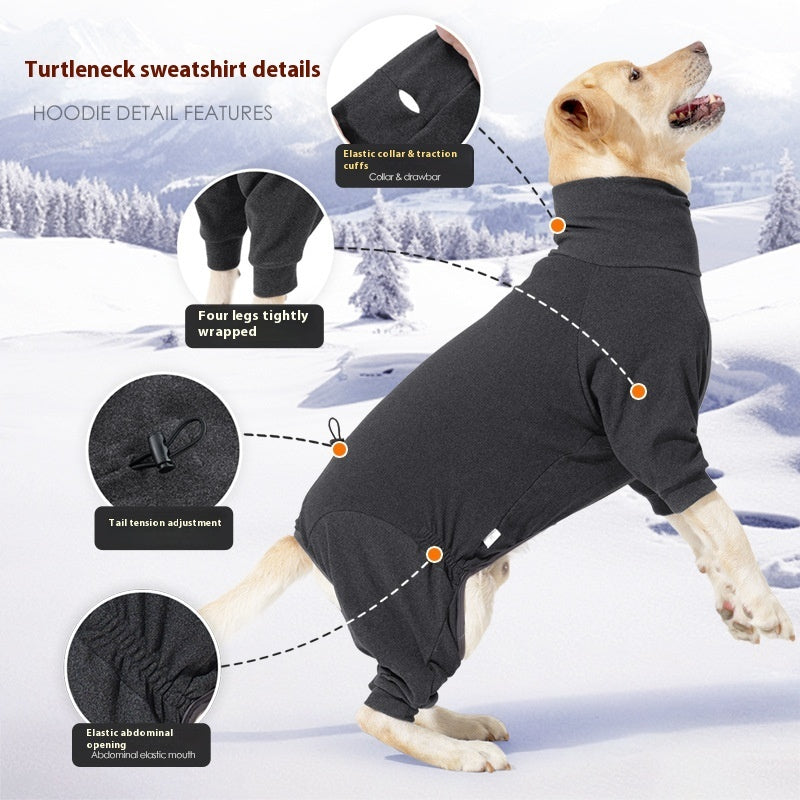 KFX-9961789 Warm Polar Fleece Dog Clothes with High Collar in Dark Gray and Wine Red