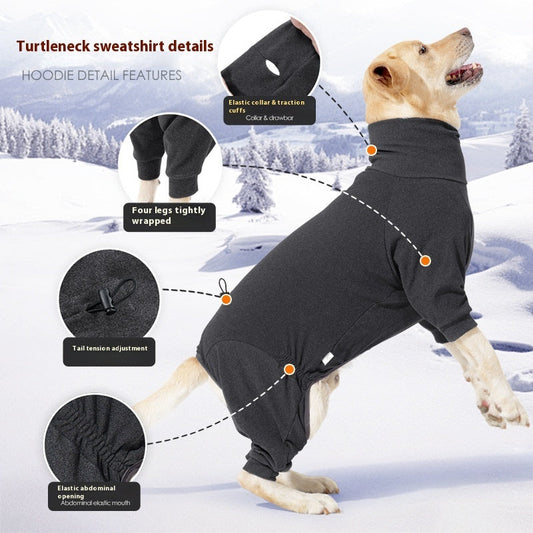 KFX-9961789 Warm Polar Fleece Dog Clothes with High Collar in Dark Gray and Wine Red