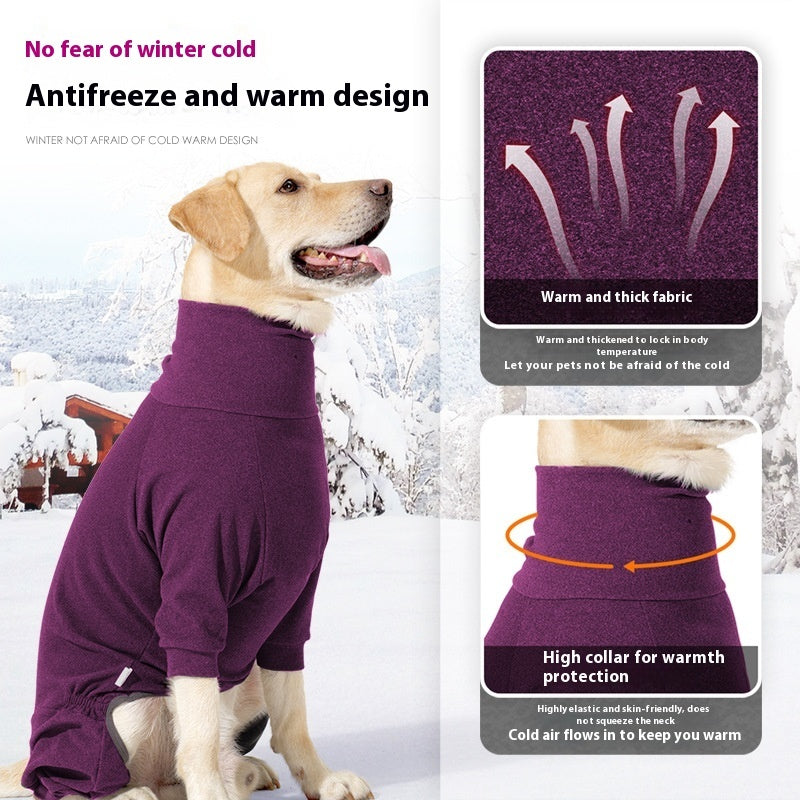 KFX-9961789 Warm Polar Fleece Dog Clothes with High Collar in Dark Gray and Wine Red