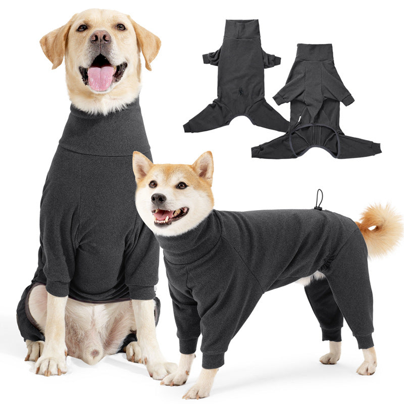 KFX-9961789 Warm Polar Fleece Dog Clothes with High Collar in Dark Gray and Wine Red
