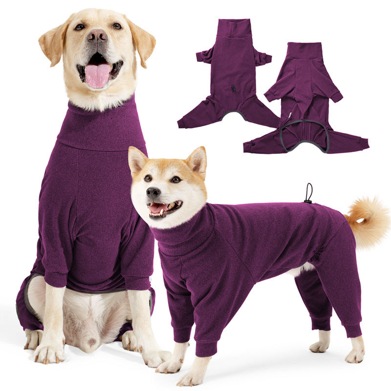 KFX-9961789 Warm Polar Fleece Dog Clothes with High Collar in Dark Gray and Wine Red