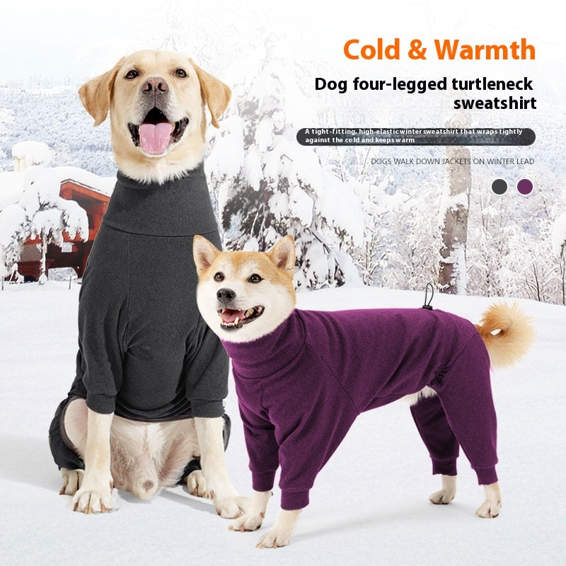 KFX-9961789 Warm Polar Fleece Dog Clothes with High Collar in Dark Gray and Wine Red