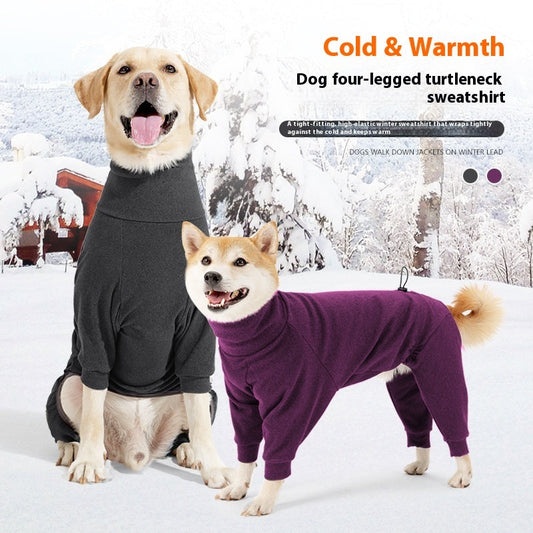 KFX-9961789 Warm Polar Fleece Dog Clothes with High Collar in Dark Gray and Wine Red