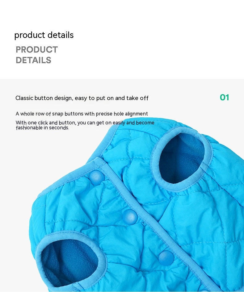 KFX-9962301 Warm Polar Fleece Vest for Cats in Sky Blue and Bamboo Green - Sizes S, M, L