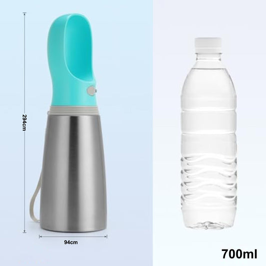 KFX-9962557 Durable 700ml Stainless Steel Portable Dog Water Bottle with Leak-Proof Design and Built-in Drinking Bowl for Outdoor Activities