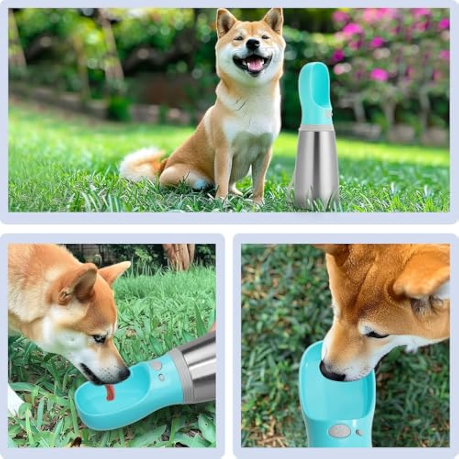 KFX-9962557 Durable 700ml Stainless Steel Portable Dog Water Bottle with Leak-Proof Design and Built-in Drinking Bowl for Outdoor Activities