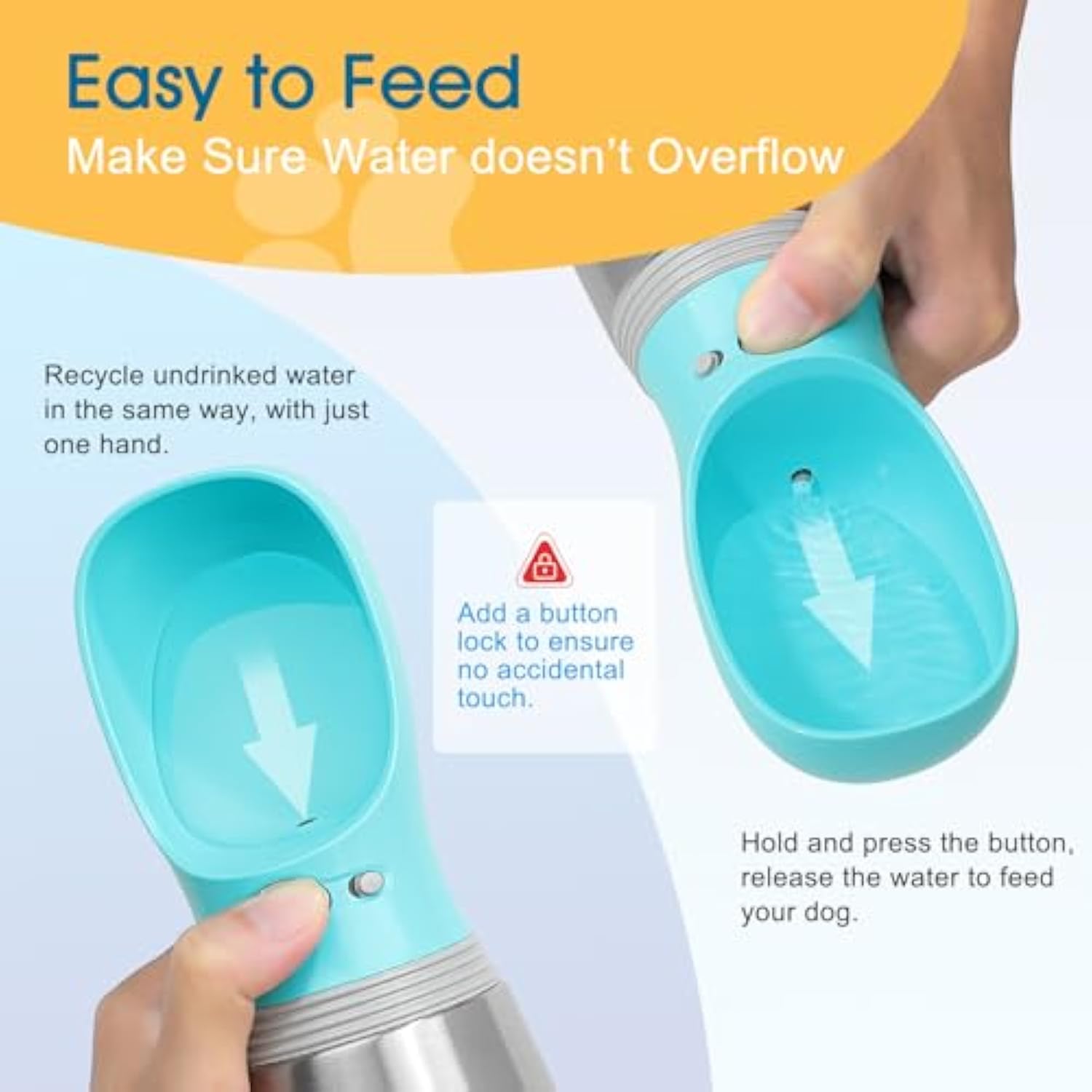 KFX-9962557 Durable 700ml Stainless Steel Portable Dog Water Bottle with Leak-Proof Design and Built-in Drinking Bowl for Outdoor Activities