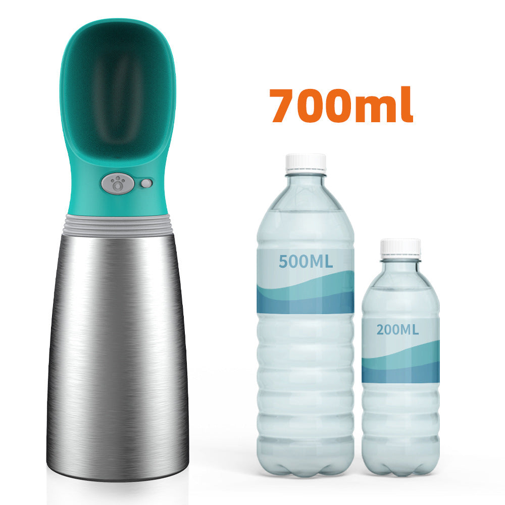 KFX-9962557 Durable 700ml Stainless Steel Portable Dog Water Bottle with Leak-Proof Design and Built-in Drinking Bowl for Outdoor Activities