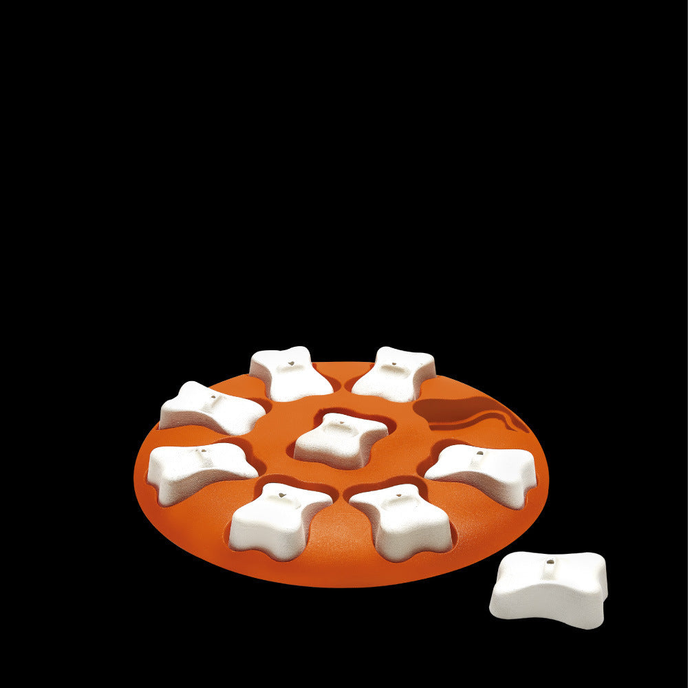 KFX-9963325 Educational Leak-Resistant Food Toy for Pets in Orange and White, Durable Plastic Design