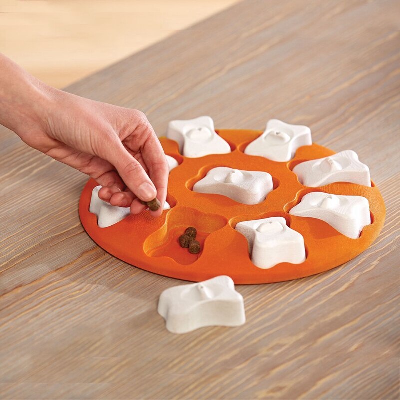 KFX-9963325 Educational Leak-Resistant Food Toy for Pets in Orange and White, Durable Plastic Design
