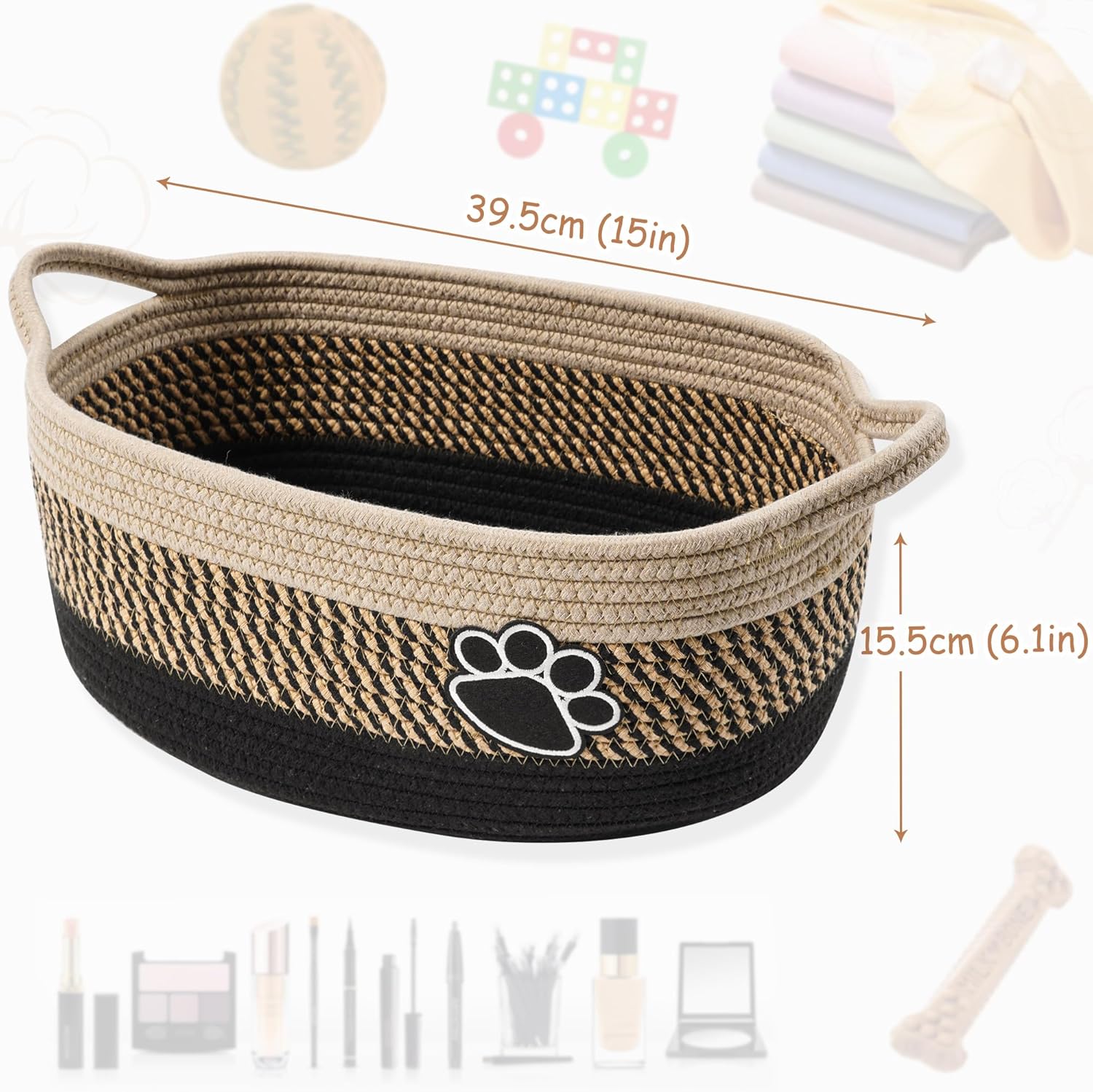 KFX-9963965 Handmade Cotton Woven Basket for Organizing Toys, Nursery, and Home Décor - Light Beige