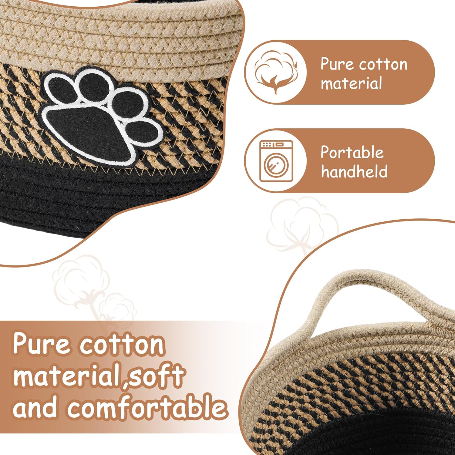 KFX-9963965 Handmade Cotton Woven Basket for Organizing Toys, Nursery, and Home Décor - Light Beige