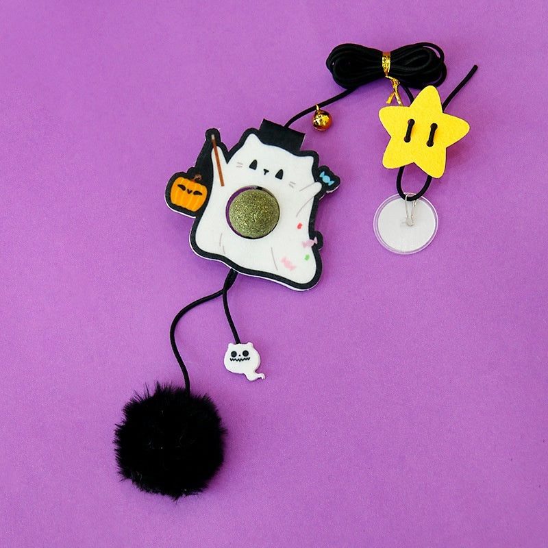 KFX-9967293 Elastic String Cat Teaser Stick with Felt Dolls and 2m Elastic Rope