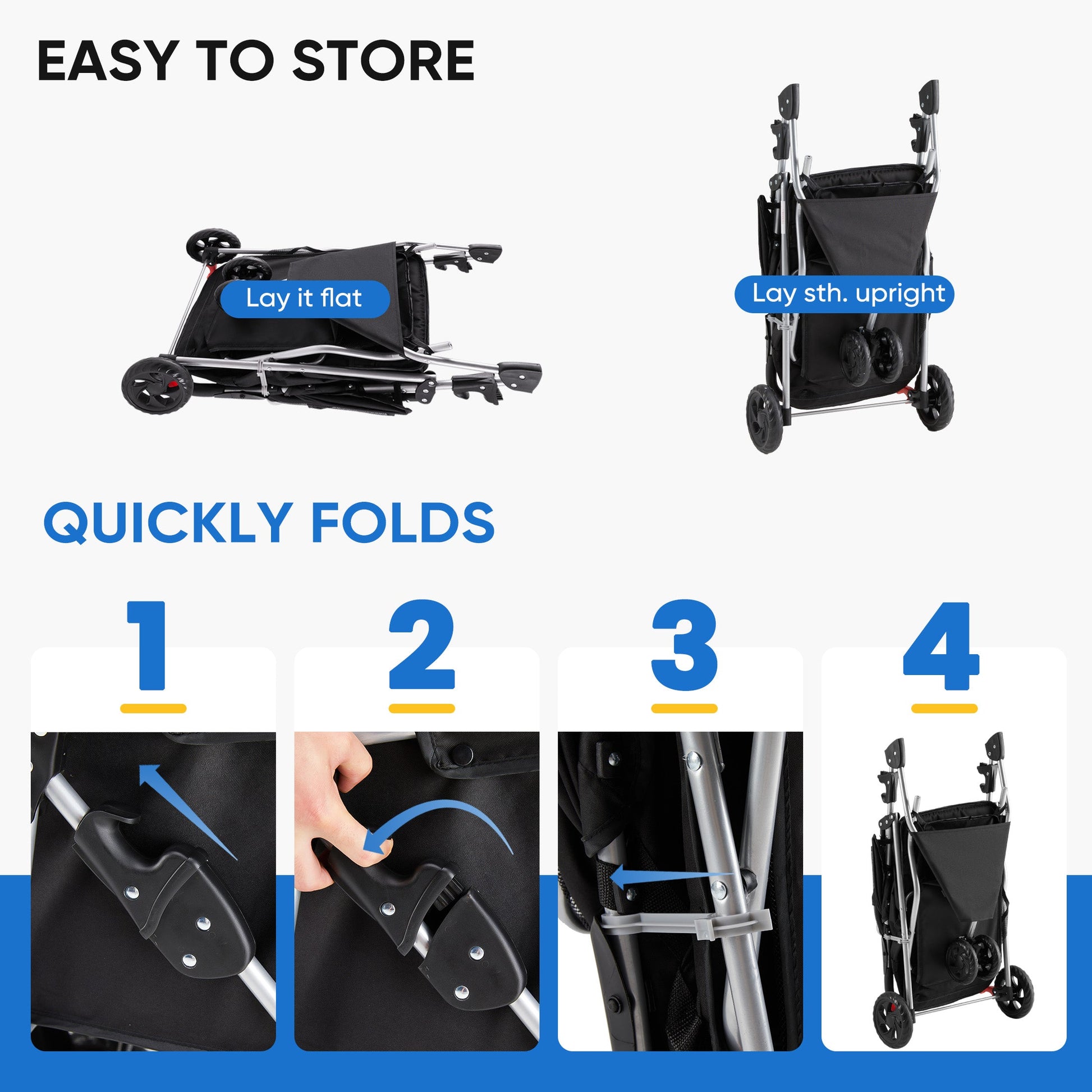 KFX-9967933 Pet Stroller for Small to Medium Pets with Mesh Panels and Adjustable Handle
