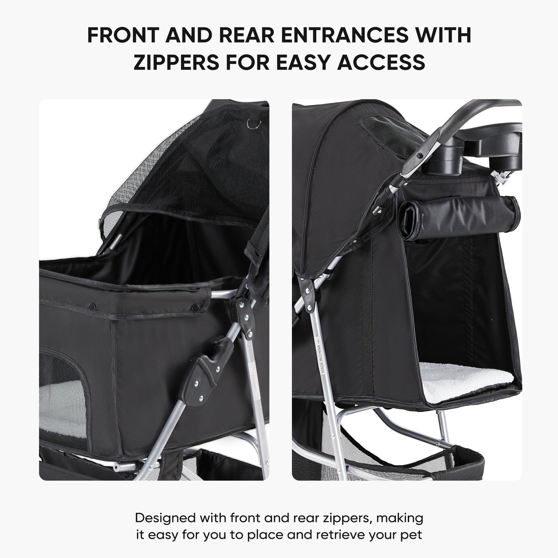 KFX-9967933 Pet Stroller for Small to Medium Pets with Mesh Panels and Adjustable Handle