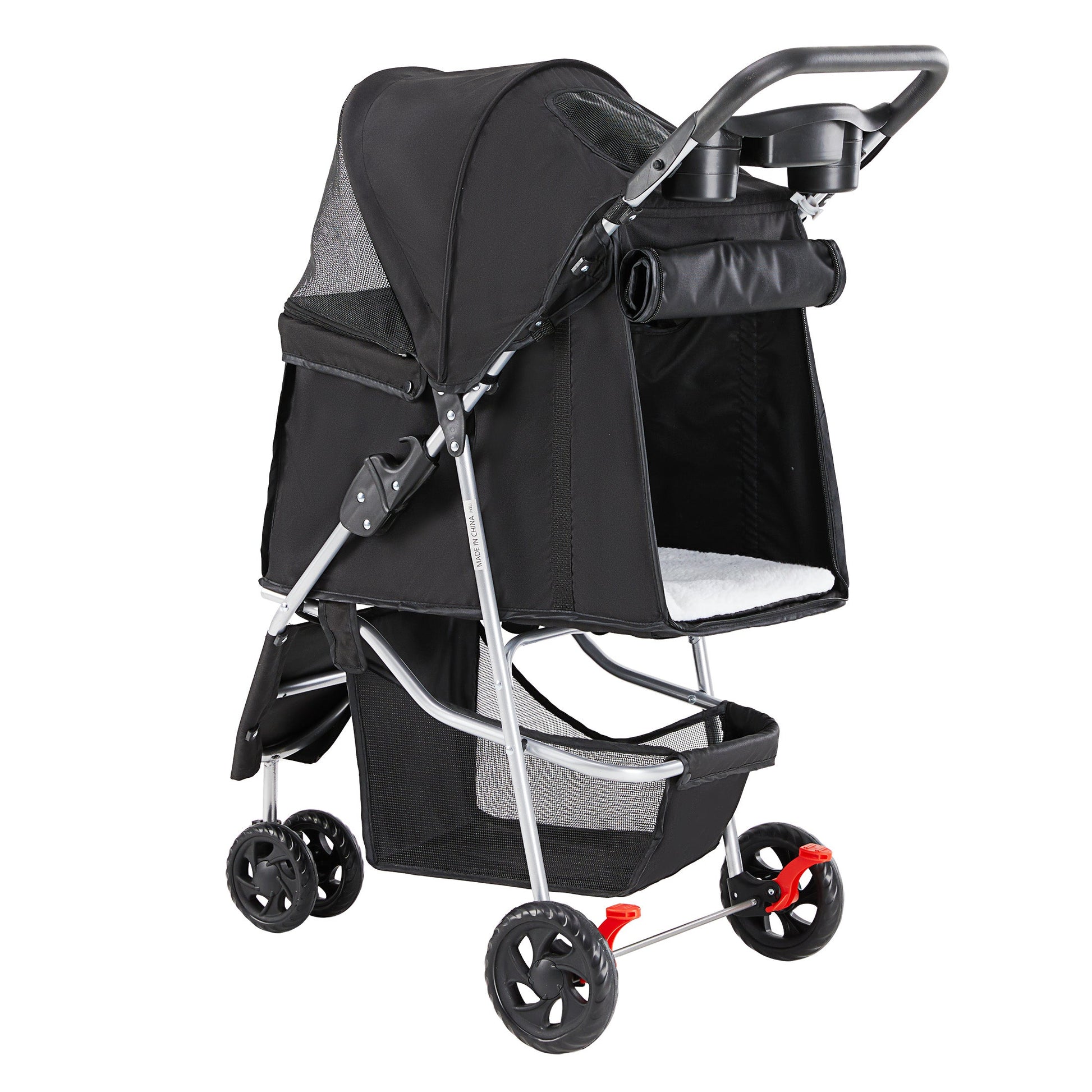 KFX-9967933 Pet Stroller for Small to Medium Pets with Mesh Panels and Adjustable Handle