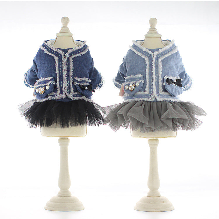 KFX-9968829 Fragrant Denim Tutu Skirt for Dogs - Stylish Four-Legged Casual Wear