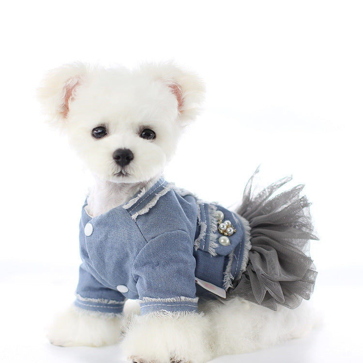 KFX-9968829 Fragrant Denim Tutu Skirt for Dogs - Stylish Four-Legged Casual Wear
