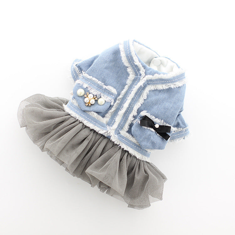 KFX-9968829 Fragrant Denim Tutu Skirt for Dogs - Stylish Four-Legged Casual Wear
