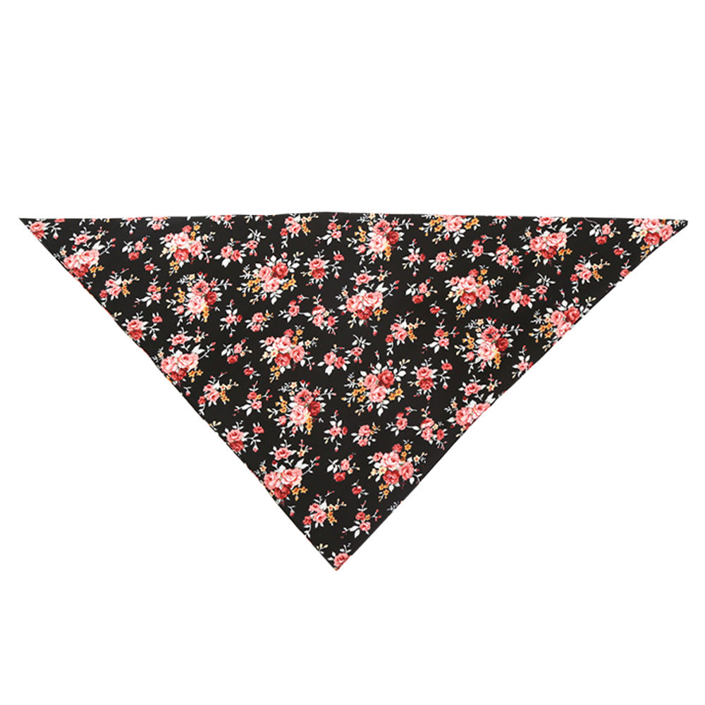 KFX-9969853 Floral Pattern Cotton Triangle Scarf for Pets - Versatile Scarf Bib