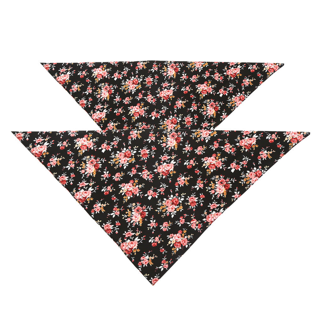 KFX-9969853 Floral Pattern Cotton Triangle Scarf for Pets - Versatile Scarf Bib