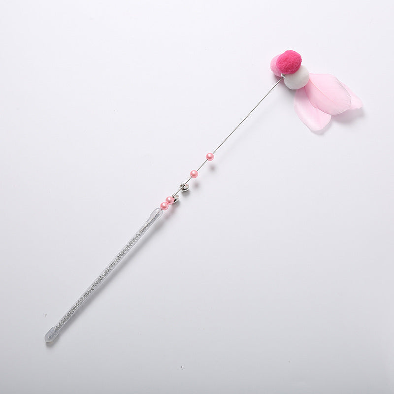 KFX-9973053 Funny Cat Stick Toy - Plush with Steel Wire, Available in Gray, Blue, and Pink Goldfish Colors, 35cm Long