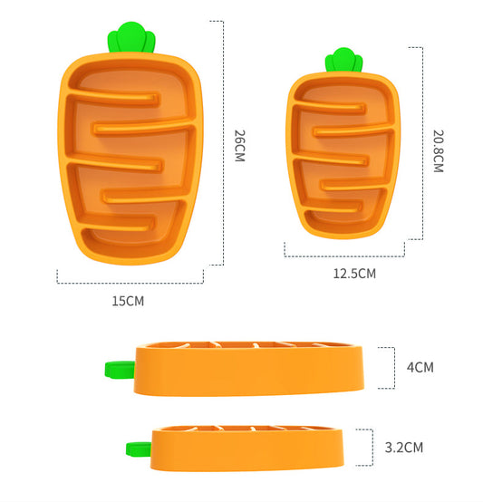 KFX-9974205 Slow Feeder Dog Bowl for Small & Medium Dogs - Carrot Design, Non-Slip Melamine with Silicone Base