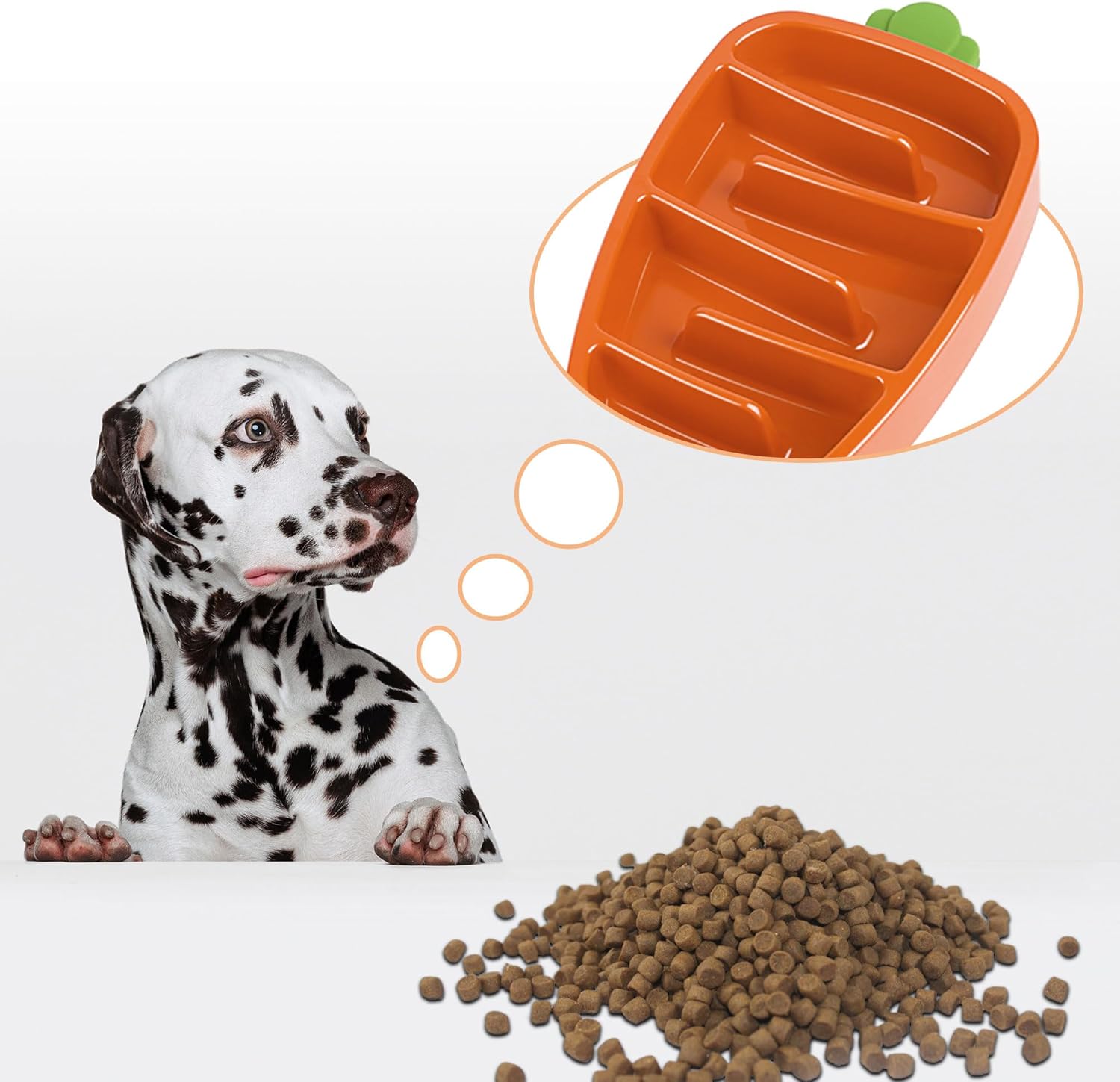KFX-9974205 Slow Feeder Dog Bowl for Small & Medium Dogs - Carrot Design, Non-Slip Melamine with Silicone Base