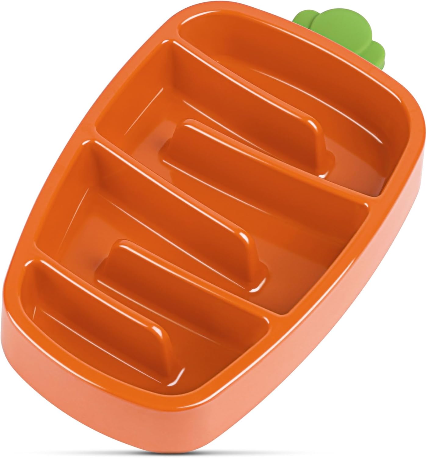 KFX-9974205 Slow Feeder Dog Bowl for Small & Medium Dogs - Carrot Design, Non-Slip Melamine with Silicone Base