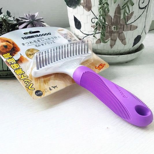 KFX-9974461 Stainless Steel Hair Removal Comb with Solid Wood Handle for Pets