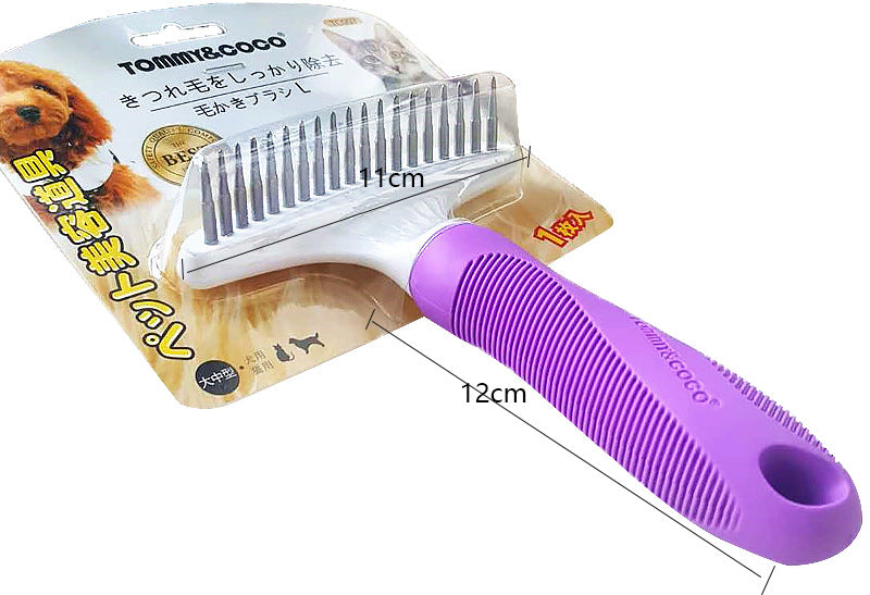 KFX-9974461 Stainless Steel Hair Removal Comb with Solid Wood Handle for Pets