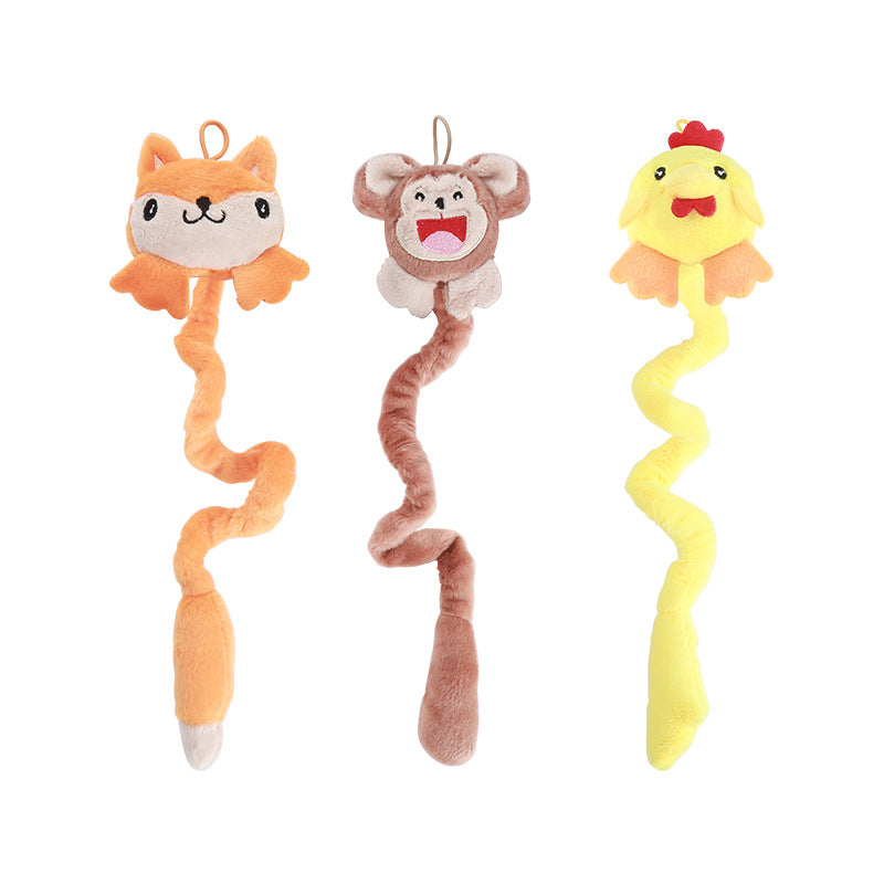 KFX-9977661 Spring-Loaded Durable Plush Cat Toys with Catnip for Chewing and Hanging