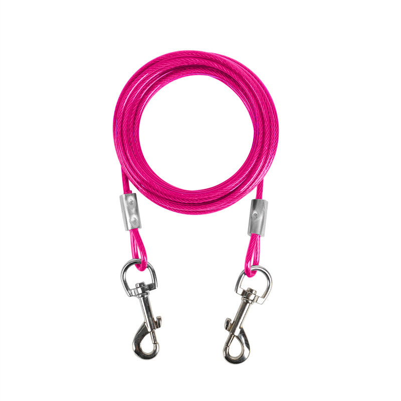 KFX-9977789 Double-Headed Leash for Two Dogs - Durable Steel Wire Chain with Comfortable Grip