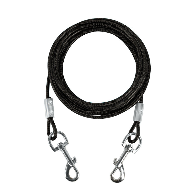 KFX-9977789 Double-Headed Leash for Two Dogs - Durable Steel Wire Chain with Comfortable Grip