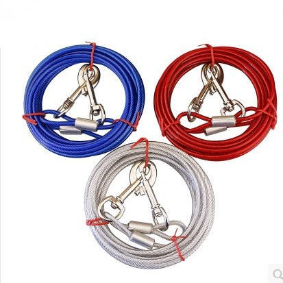 KFX-9977789 Double-Headed Leash for Two Dogs - Durable Steel Wire Chain with Comfortable Grip