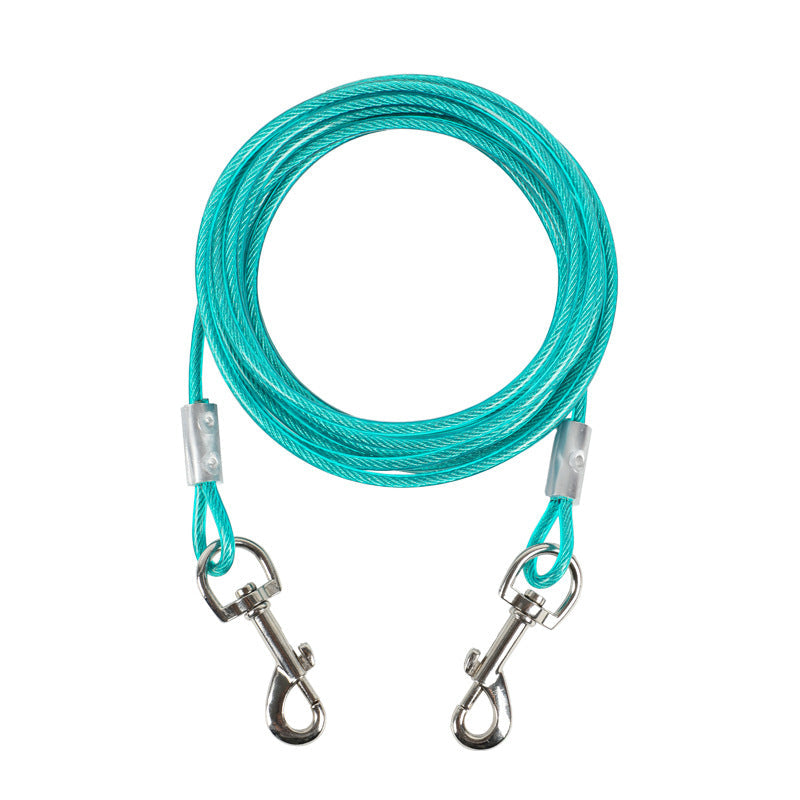 KFX-9977789 Double-Headed Leash for Two Dogs - Durable Steel Wire Chain with Comfortable Grip