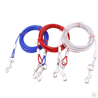 KFX-9977789 Double-Headed Leash for Two Dogs - Durable Steel Wire Chain with Comfortable Grip