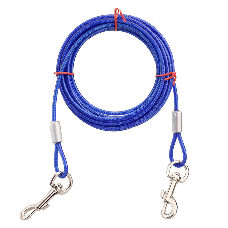 KFX-9977789 Double-Headed Leash for Two Dogs - Durable Steel Wire Chain with Comfortable Grip