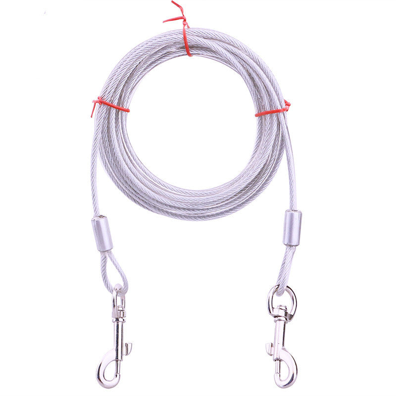 KFX-9977789 Double-Headed Leash for Two Dogs - Durable Steel Wire Chain with Comfortable Grip