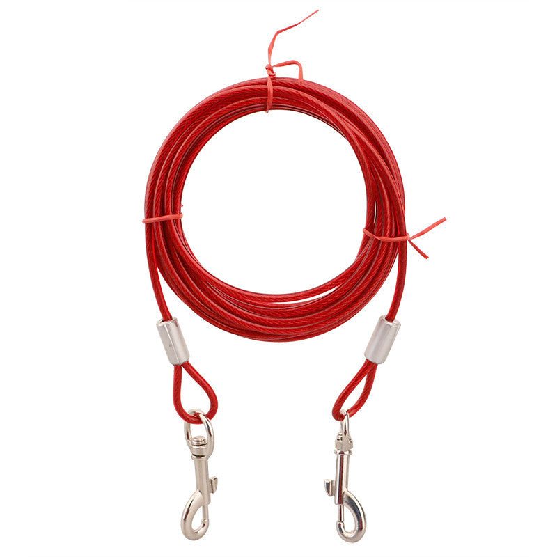 KFX-9977789 Double-Headed Leash for Two Dogs - Durable Steel Wire Chain with Comfortable Grip