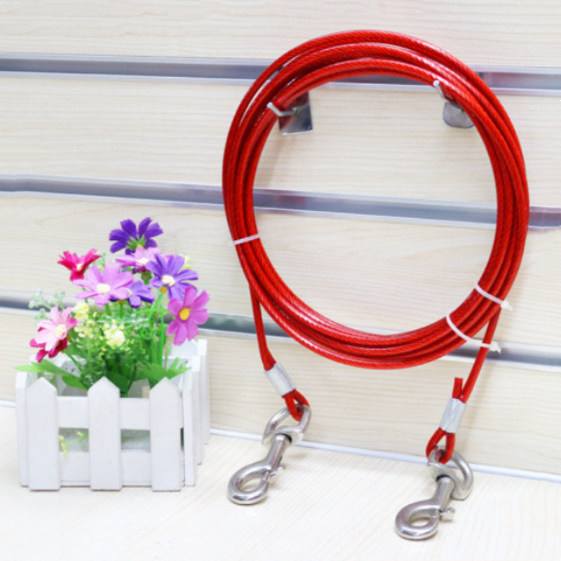 KFX-9977789 Double-Headed Leash for Two Dogs - Durable Steel Wire Chain with Comfortable Grip