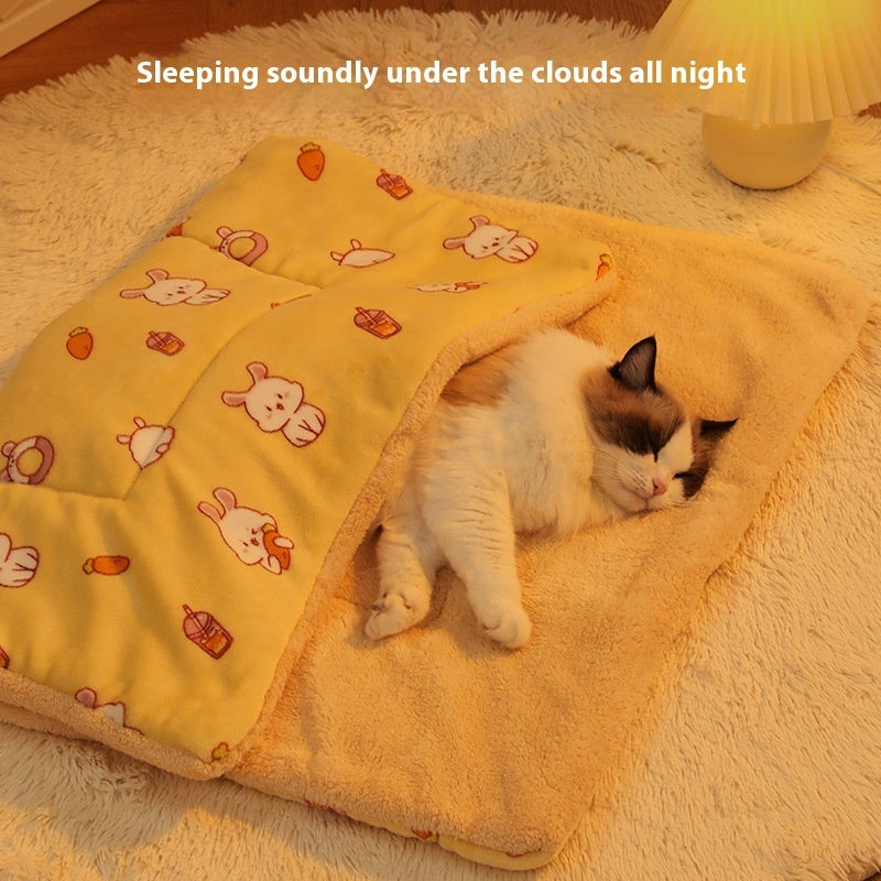 KFX-9978045 Cozy Flannel Pet Blanket for Cats - Thickened Lambswool Sleeping Mat