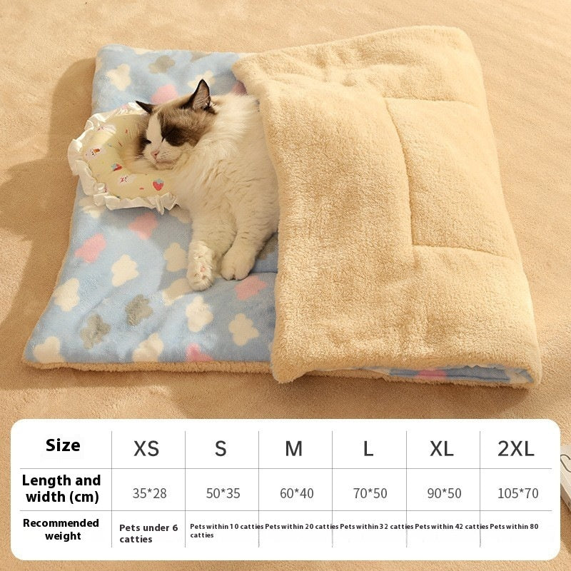 KFX-9978045 Cozy Flannel Pet Blanket for Cats - Thickened Lambswool Sleeping Mat