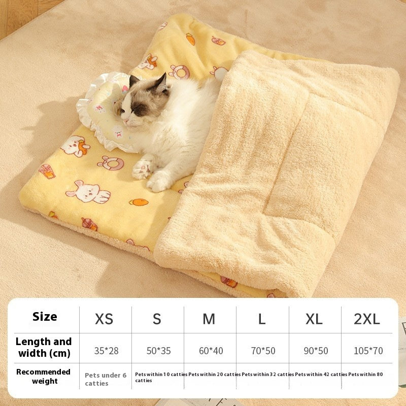 KFX-9978045 Cozy Flannel Pet Blanket for Cats - Thickened Lambswool Sleeping Mat