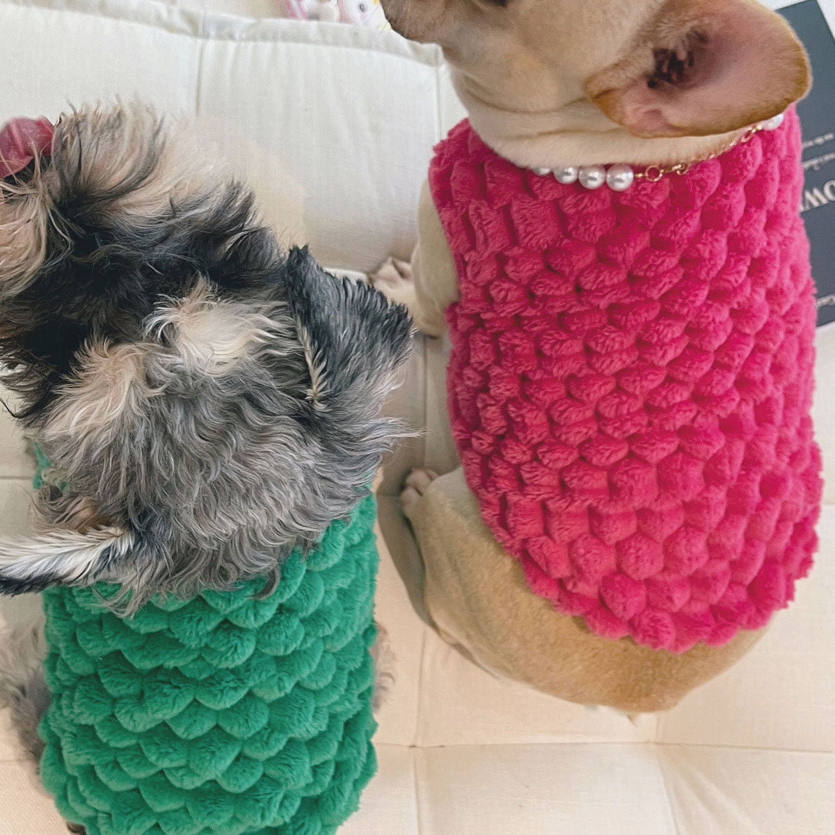 KFX-9978557 Cozy Emerald and Agate Rose Plush Vest for Cats and Dogs