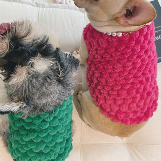 KFX-9978557 Cozy Emerald and Agate Rose Plush Vest for Cats and Dogs